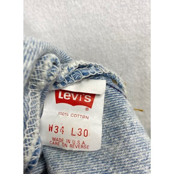 Vintage Levis 501 Jeans Mens 34x30 (31x29)Blue Denim USA Button Fly Cotton - Picture 8 of 11